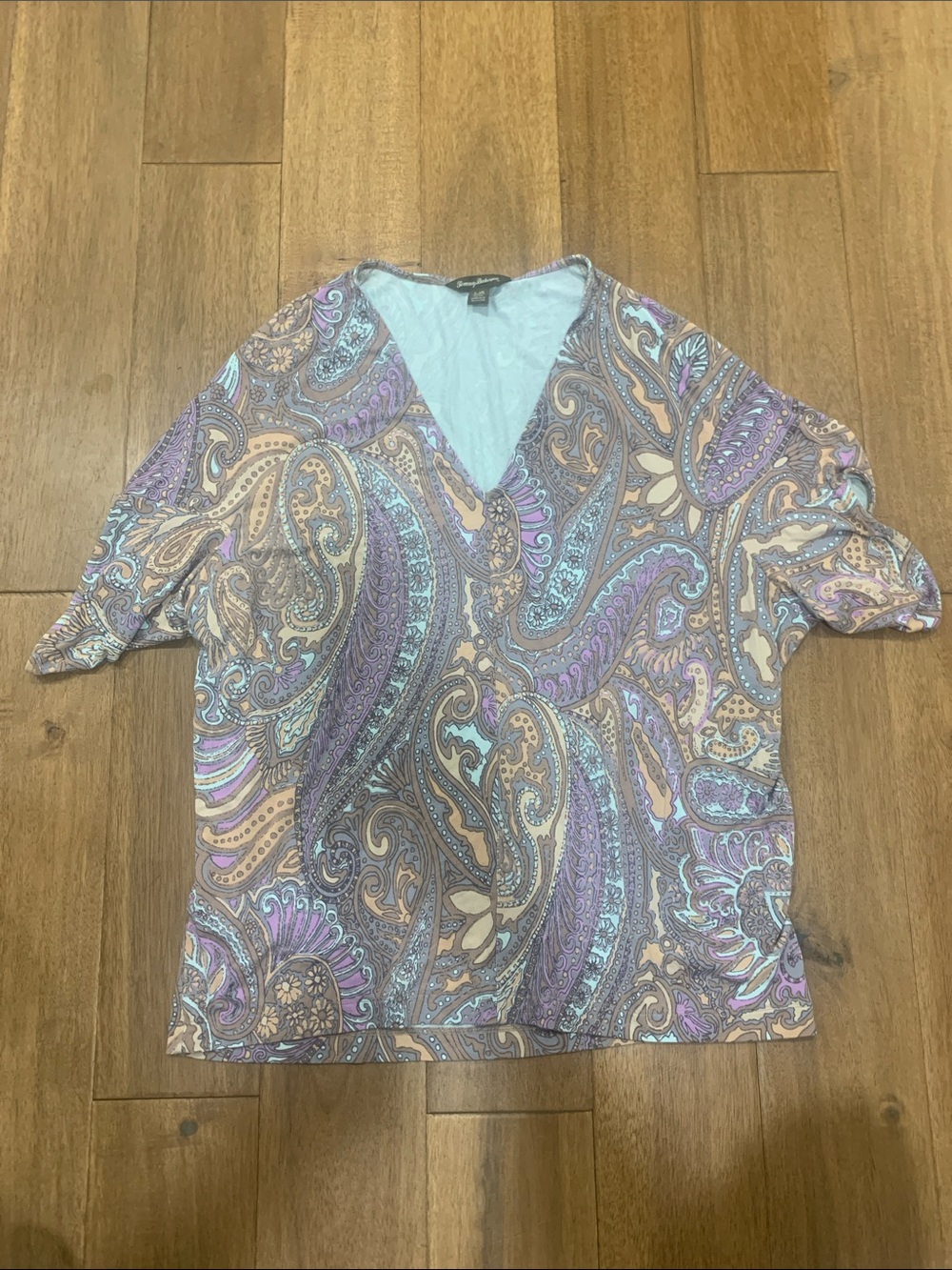 Tommy Bahama Lavender Paisley Short Sleeve Top Size L